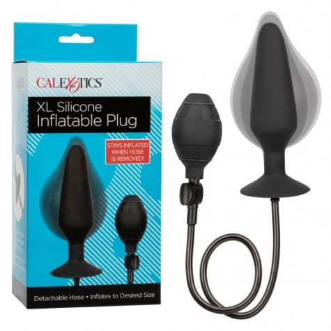 Черная расширяющаяся анальная пробка XL Silicone Inflatable Plug - 16 см.