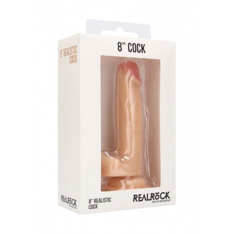 Телесный фаллоимитатор Realistic Cock 8" With Scrotum - 20 см.